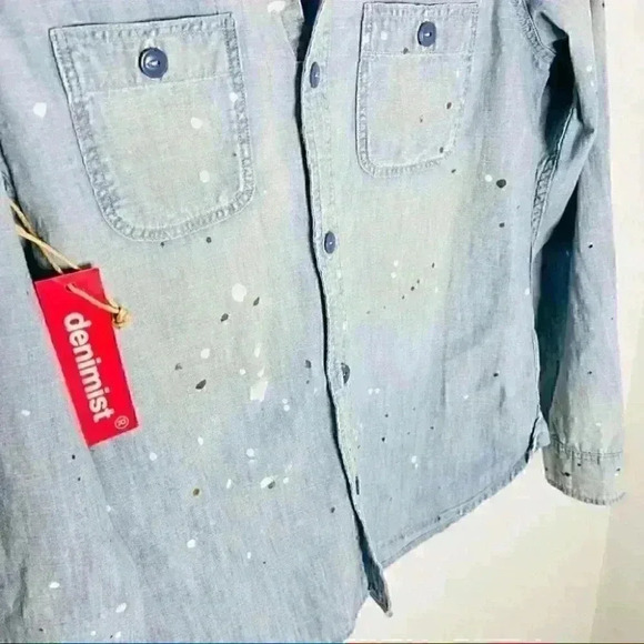 Denimist Denim Chambray Workwear Shirt Sommerset Indigo Paint Splatter - Picture 7 of 9